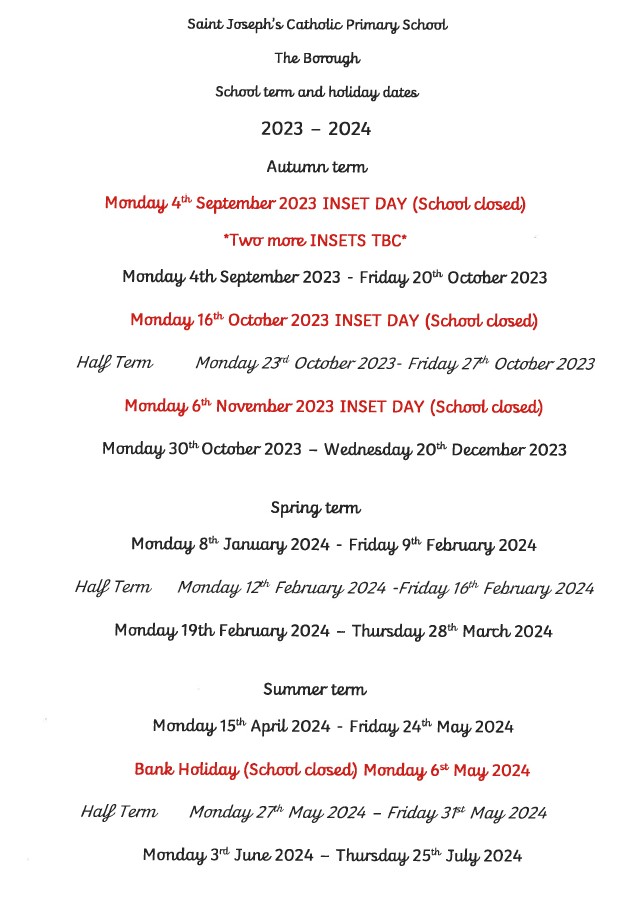 Term Dates 2023-24